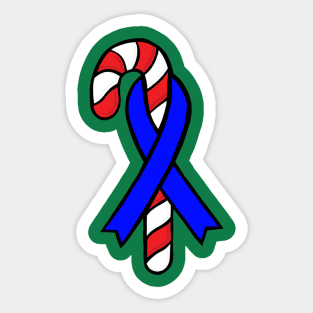 Candy cane awareness ribbon (Blue) Sticker